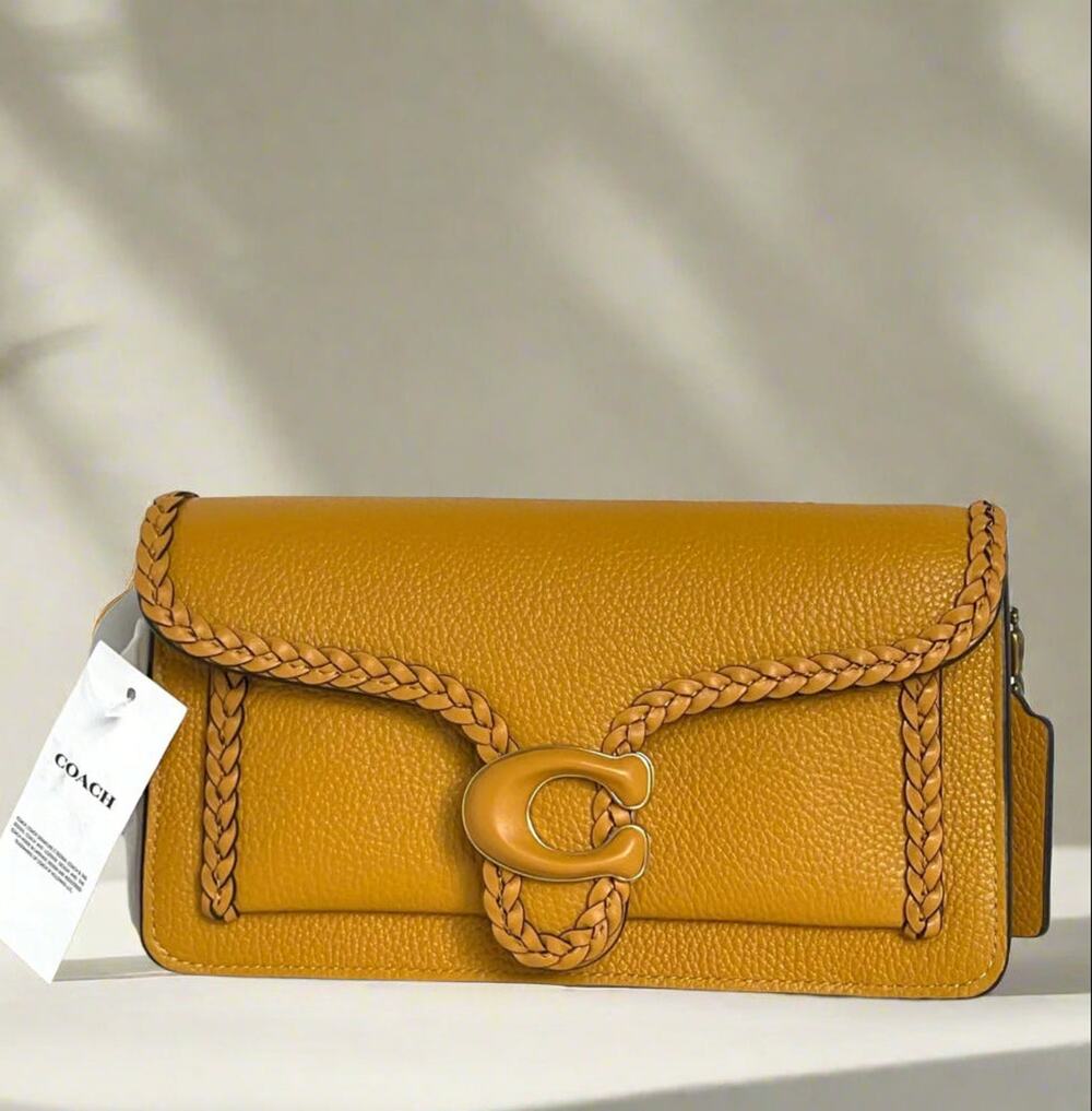 Coach Tabby Chain Clutch CJ863 Buttercup Braided Leather Bag